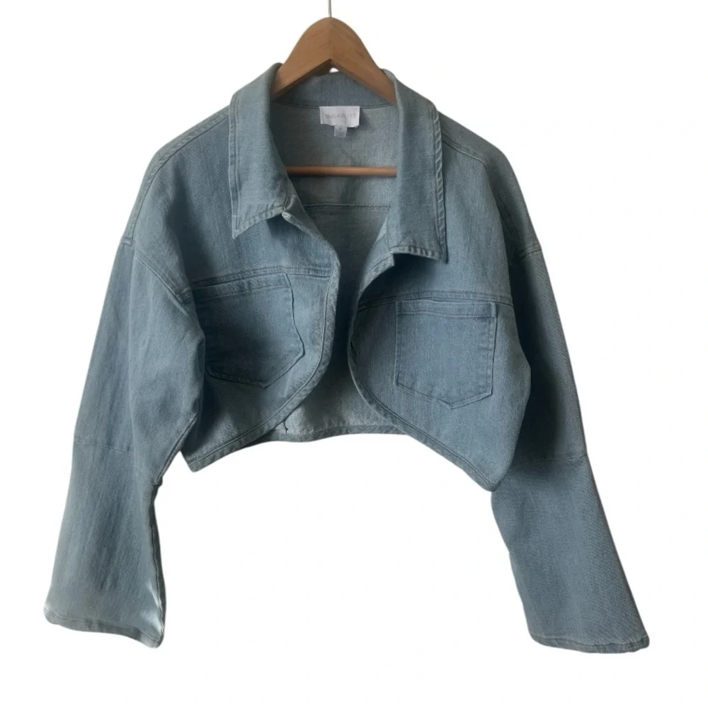 Sugarlips Roslyn Light Blue Cropped Stretch Denim Bolero Jacket Size XL Reg. $79 - Picture 12 of 12